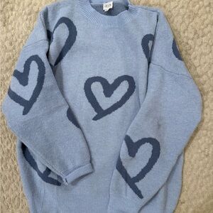 Le Lis blue heart sweater size small